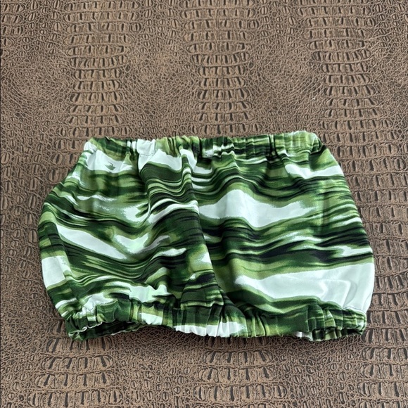 Muze New York Green Strapless Crop Top Size Small Marble Print Tube Top - Picture 2 of 6